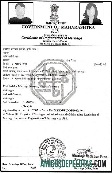 Certidão de casamento do governo da Índia em Maharashtra baixar para verificação